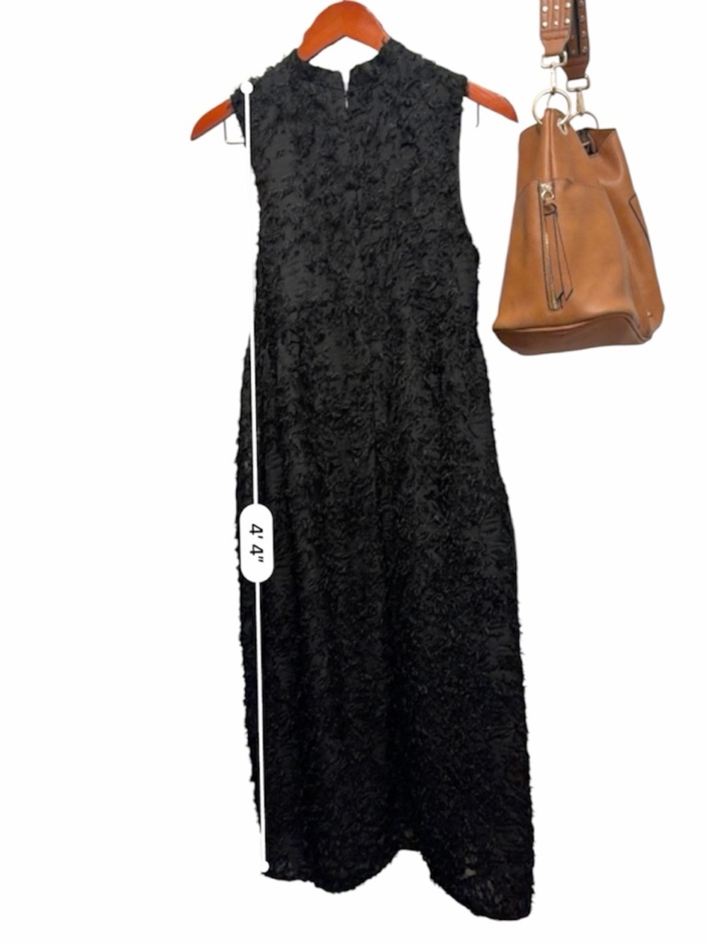 ZARA Sleeveless Black Textured Midi Dress XS - Picture 3 of 8